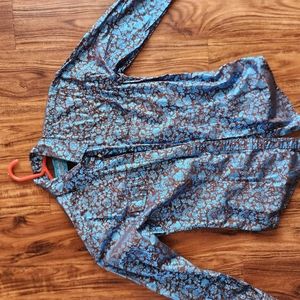 Foil type blue color cowgirl hardware button down shirt